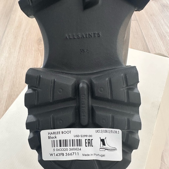 NWT All Saints Harlee Lug Sole Chelsea Boot Size 8.5 US 38.5 EUR Black Women’s - Picture 10 of 11